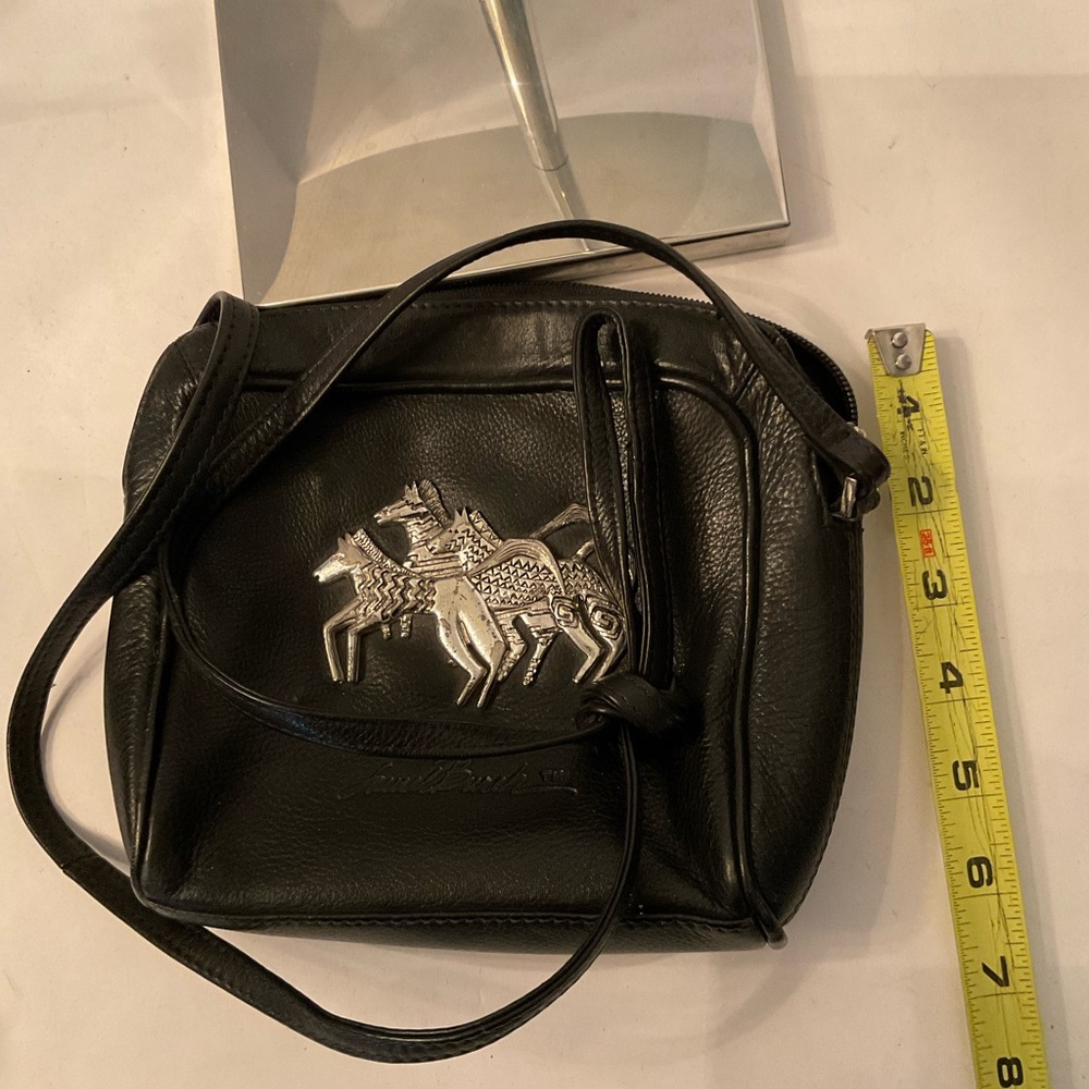 Laurel Burch soft black leather w silver horses - Picture 5 of 6